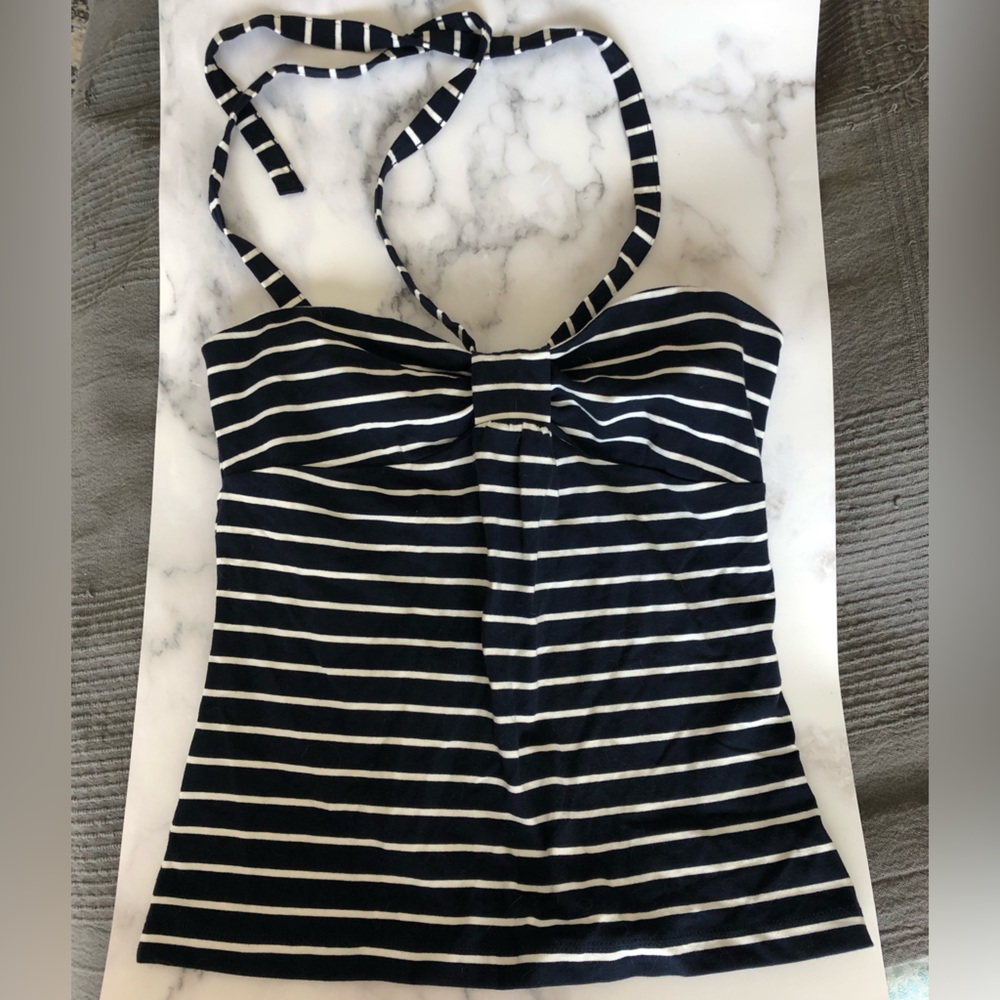 Ann Taylor LOFT Navy White Stripe Halter Top new